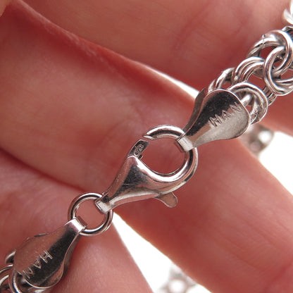 Han 925 Sterling Silver Vintage Italy Byzantine Link Bracelet 7.25"