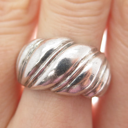 925 Sterling Silver Vintage Modernist Wavy Ring Size 7