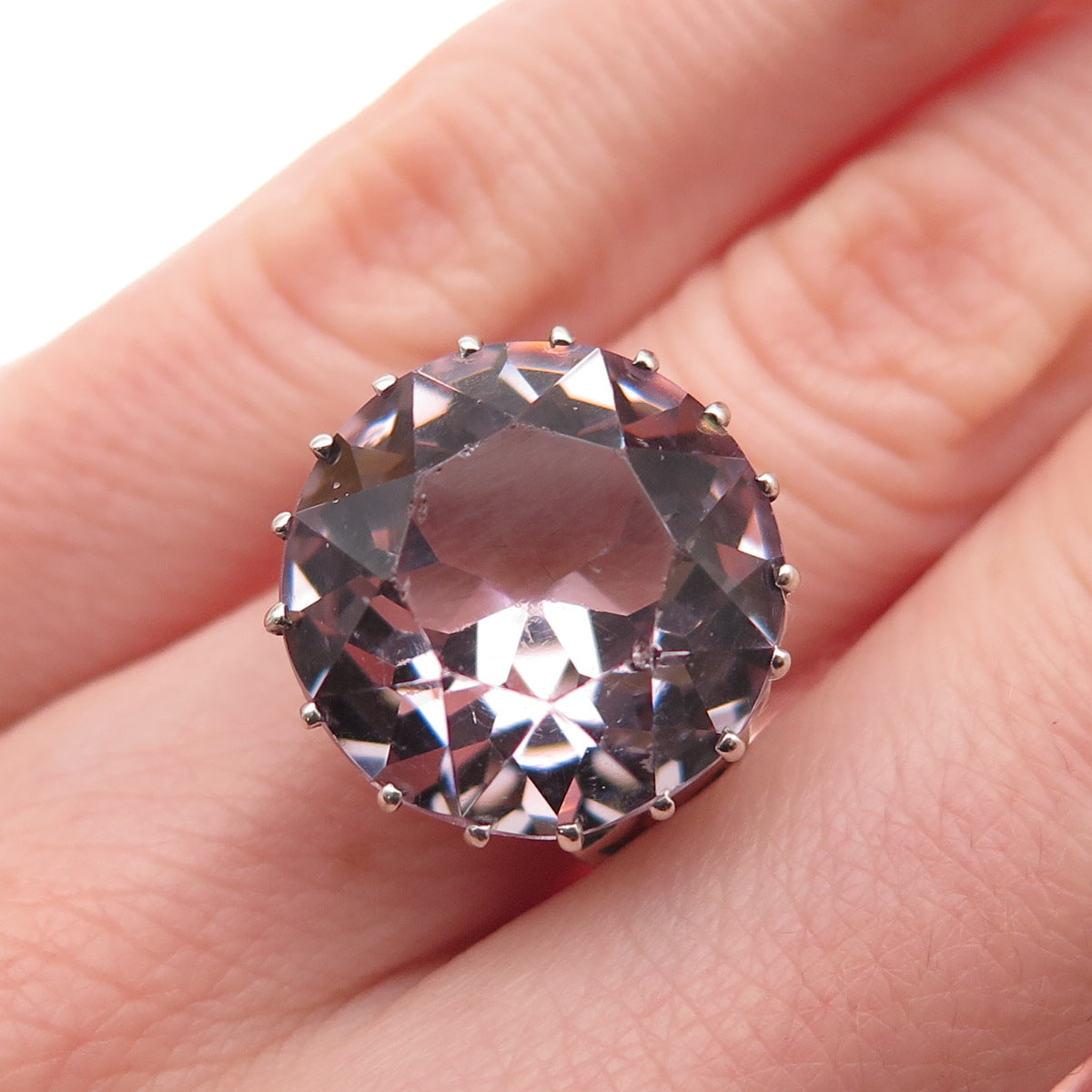 Dolan & Bullock 925 Sterling Antique Art Deco Lavender Rhinestone Ring Size 4.5