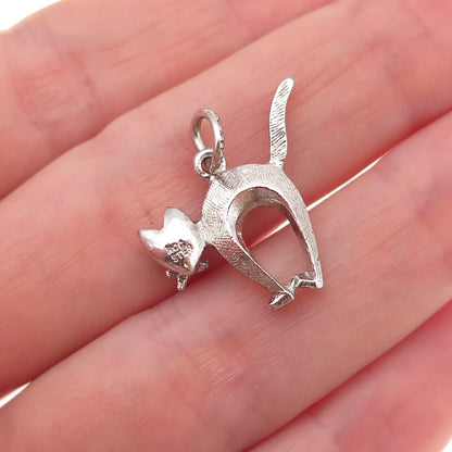 Rembrandt 925 Sterling Silver Vintage Cat Charm Pendant