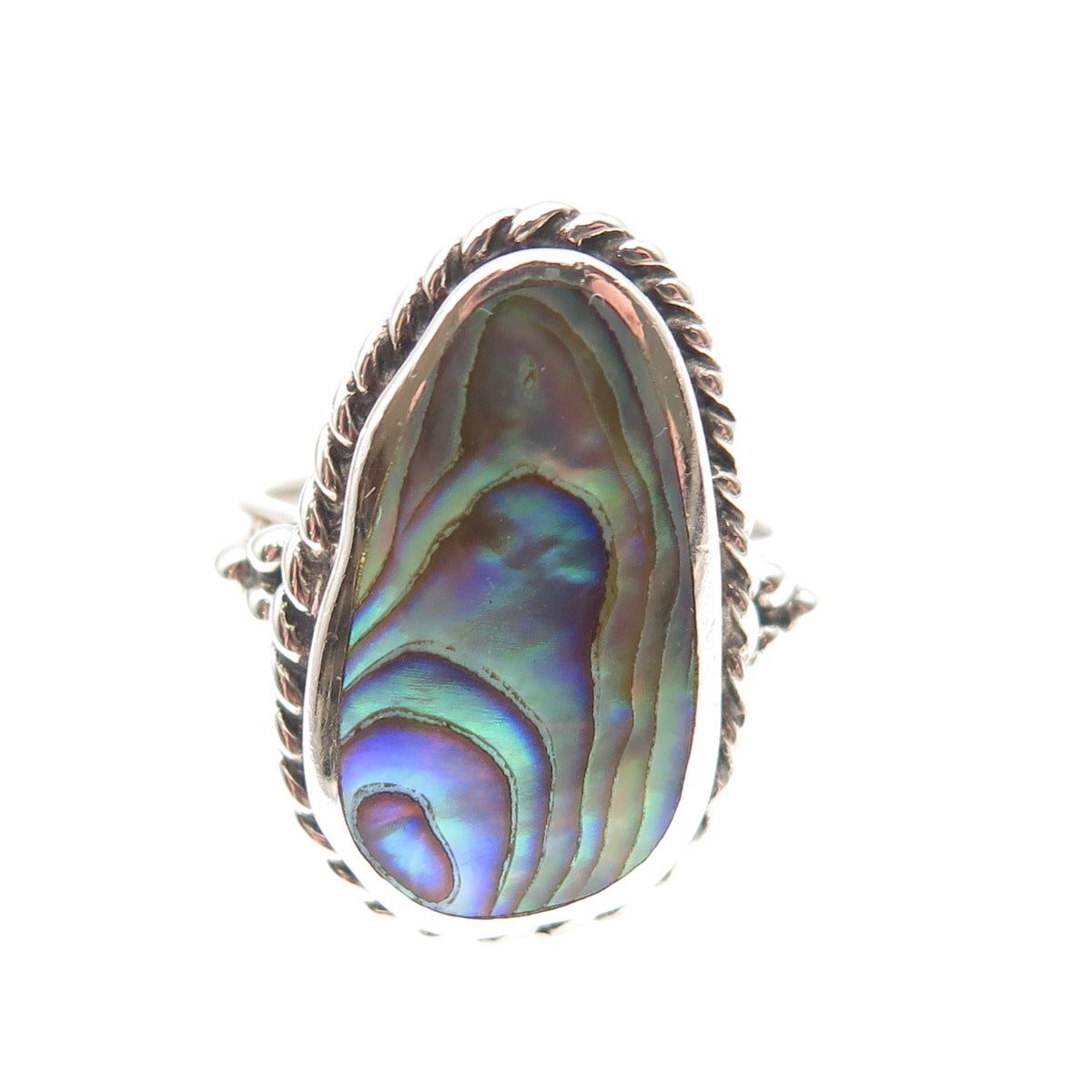 CFJ Collins Fine 925 Sterling Silver Vintage Real Abalone Shell Ring Size 8