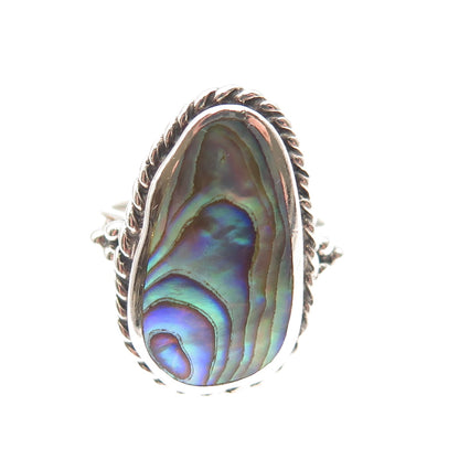 CFJ Collins Fine 925 Sterling Silver Vintage Real Abalone Shell Ring Size 8