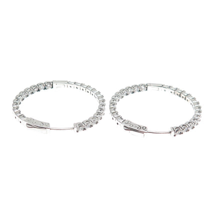KLEO 925 Sterling Silver Round-Cut C Z In & Out Hoop Earrings