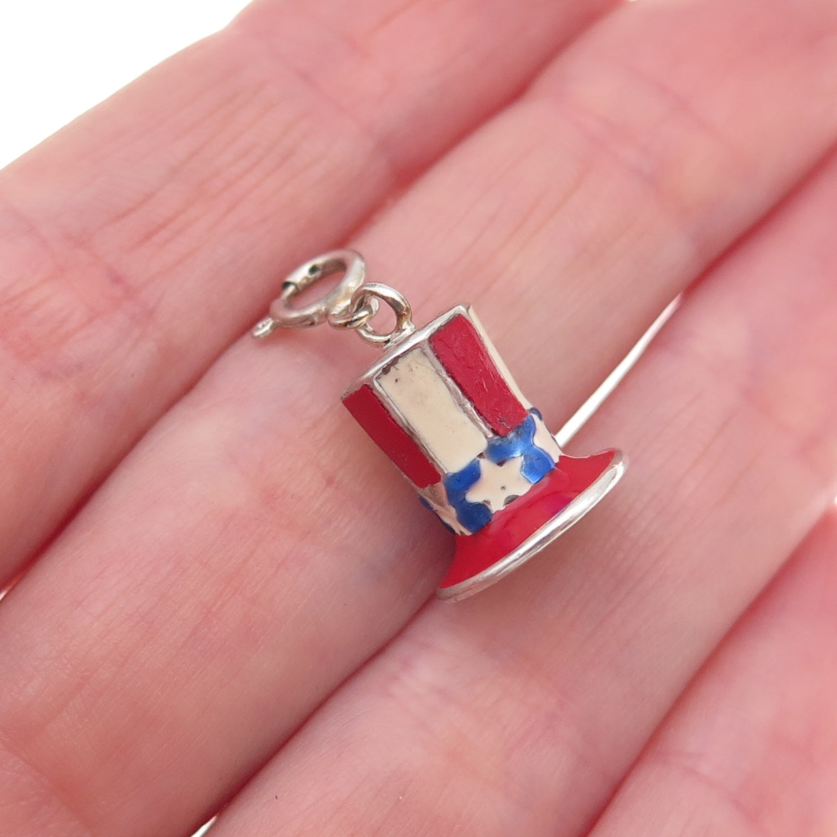 Ross Simons 925 Sterling Silver Vintage Enamel Sam’s Hat 3D Charm Pendant