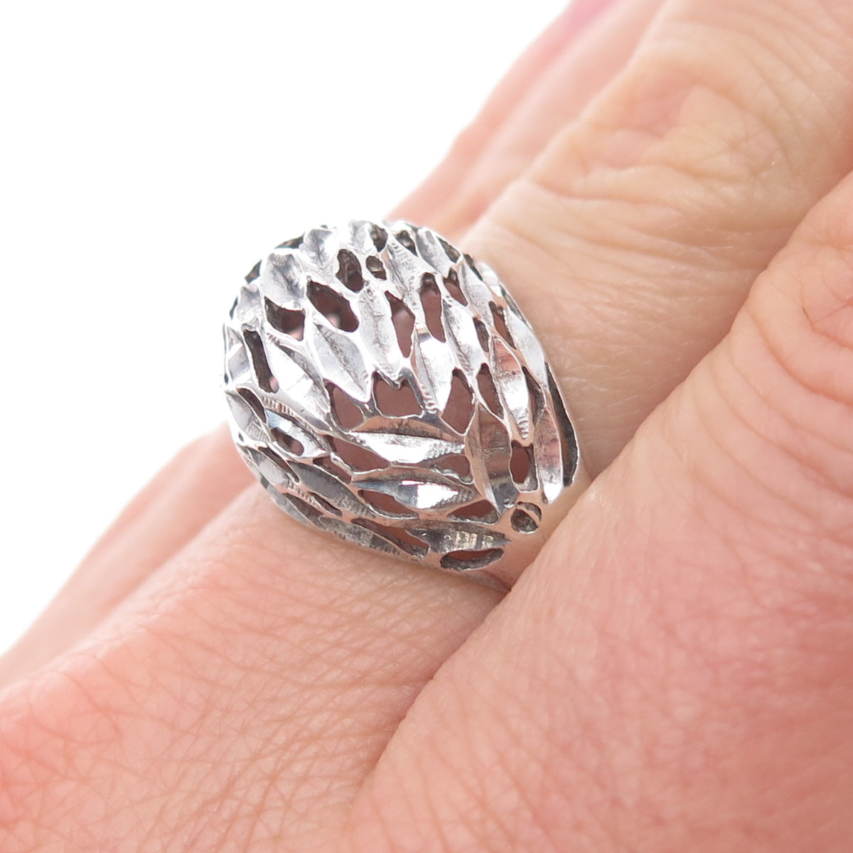 VARGAS 925 Sterling Silver Antique Art Deco Oxidized Dome Ring Size 7