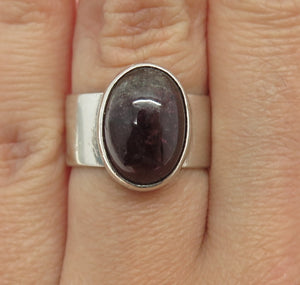 925 Sterling Silver Vintage Real Tourmaline Gemstone Modernist Ring Size 7.25