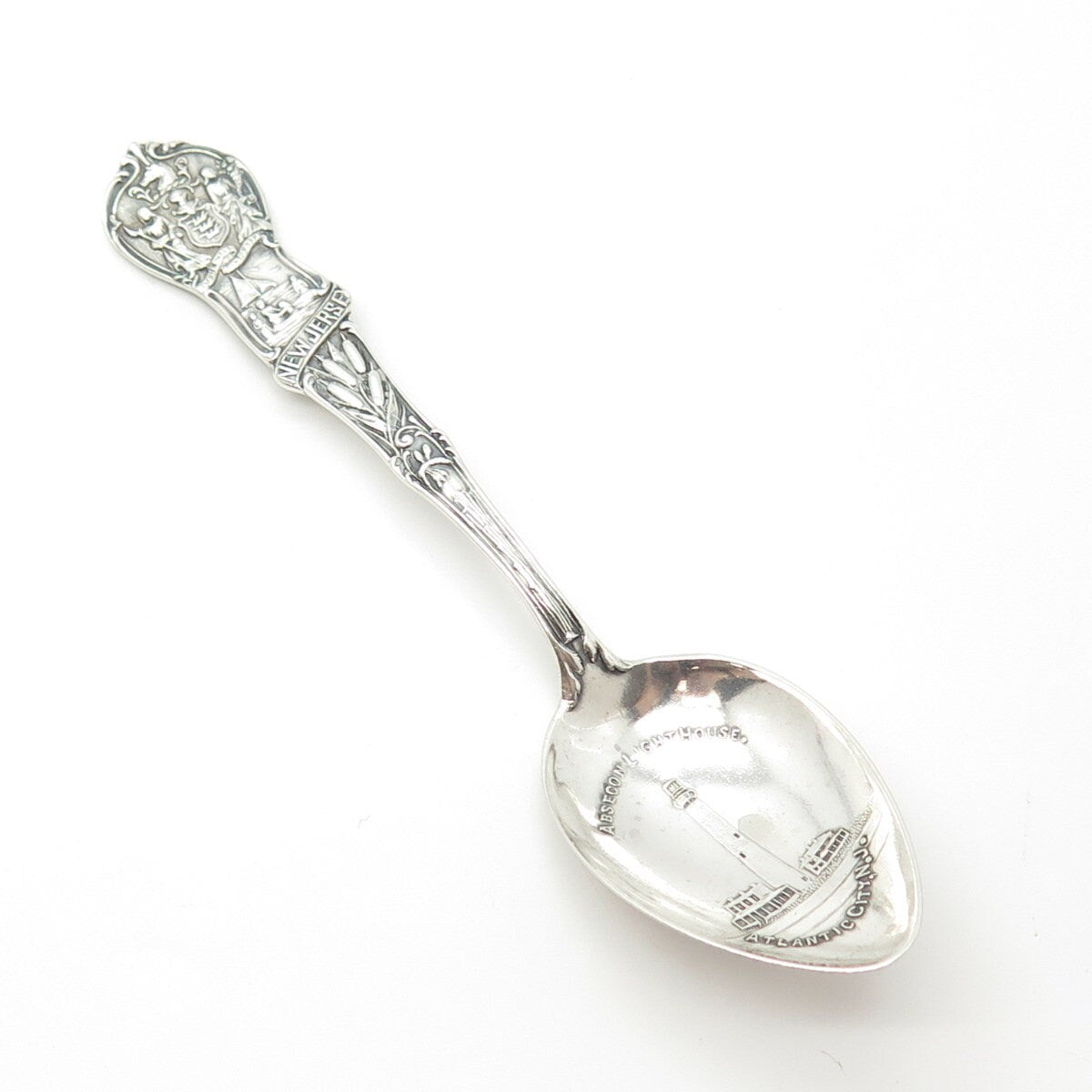 925 Sterling Silver Antique Art Deco Mechanics New Jersey States & Cities Spoon