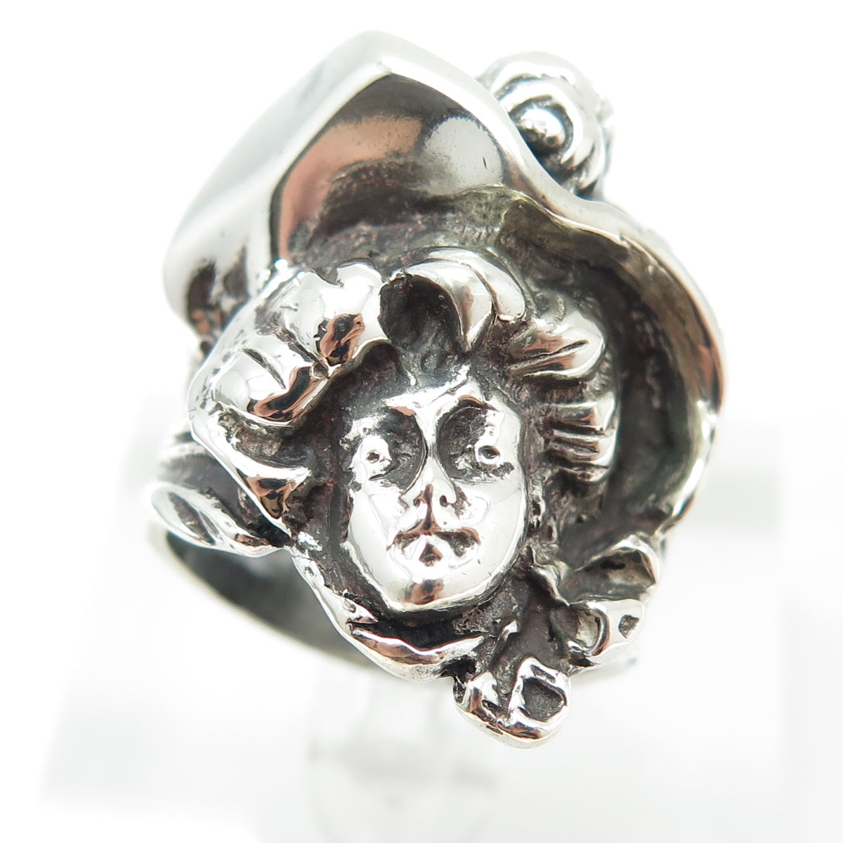 925 Sterling Silver Vintage Mexico Art-Nouveau Lady Ring Size 8