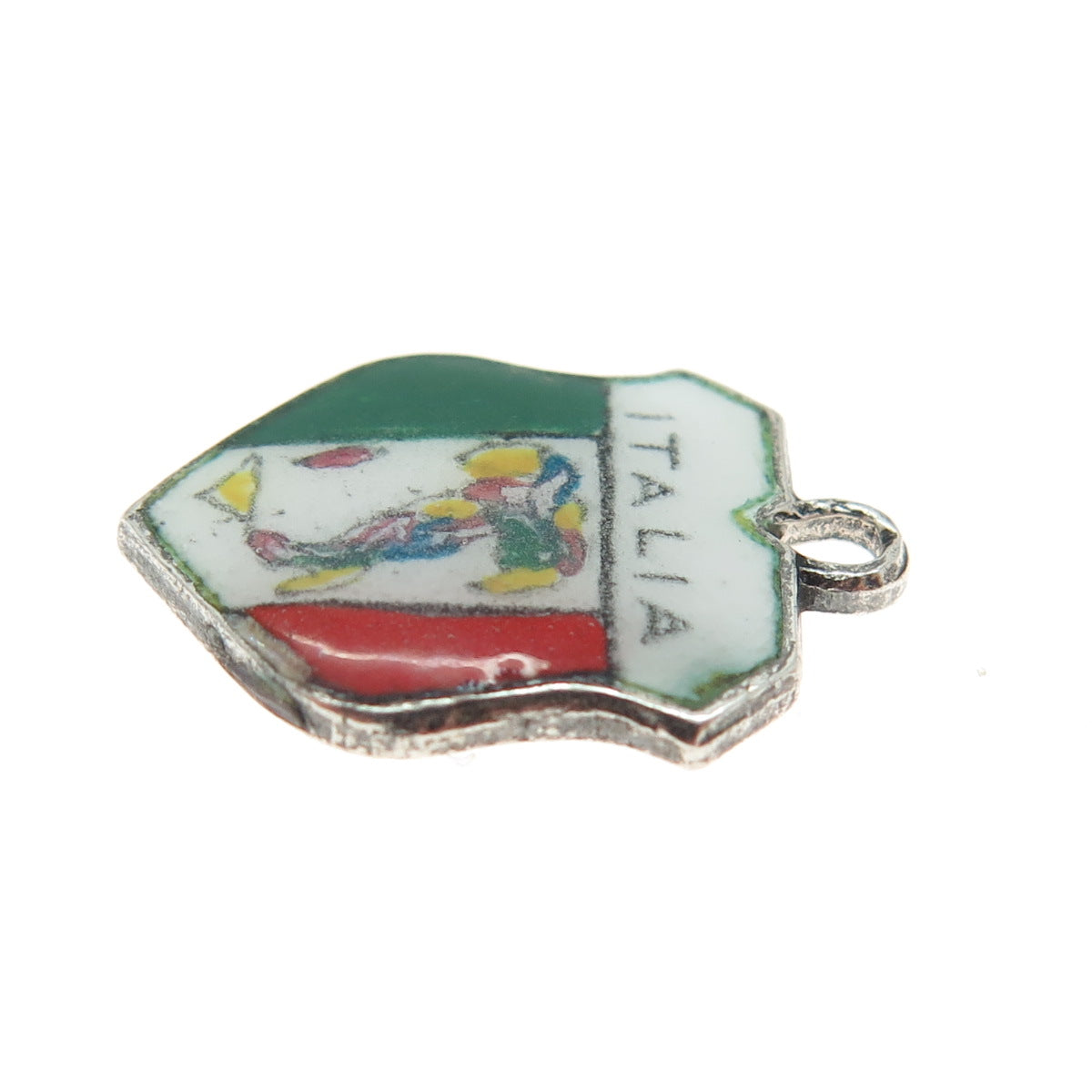800 Silver Vintage Enamel Italy Minimalist Charm Pendant