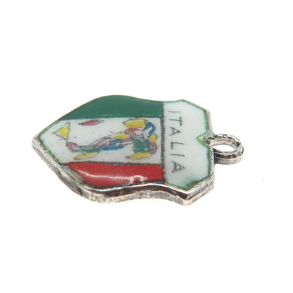 800 Silver Vintage Enamel Italy Minimalist Charm Pendant