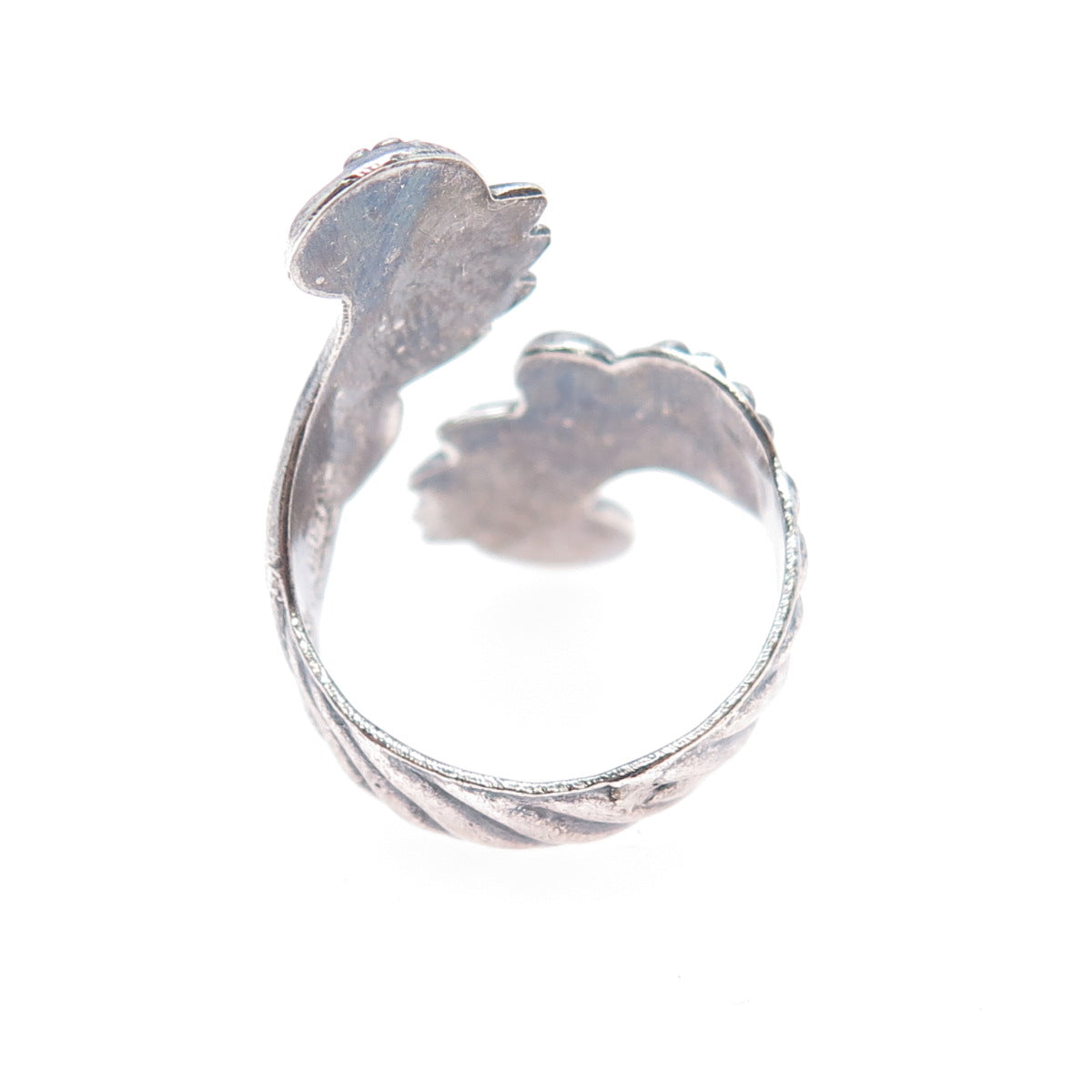 925 Sterling Silver Vintage Mexico Angel Wings Adjustable Oxidized Ring Size 9