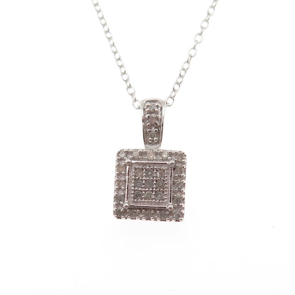 925 Sterling Silver Real Round-Cut Diamond Cable Chain Necklace 18"