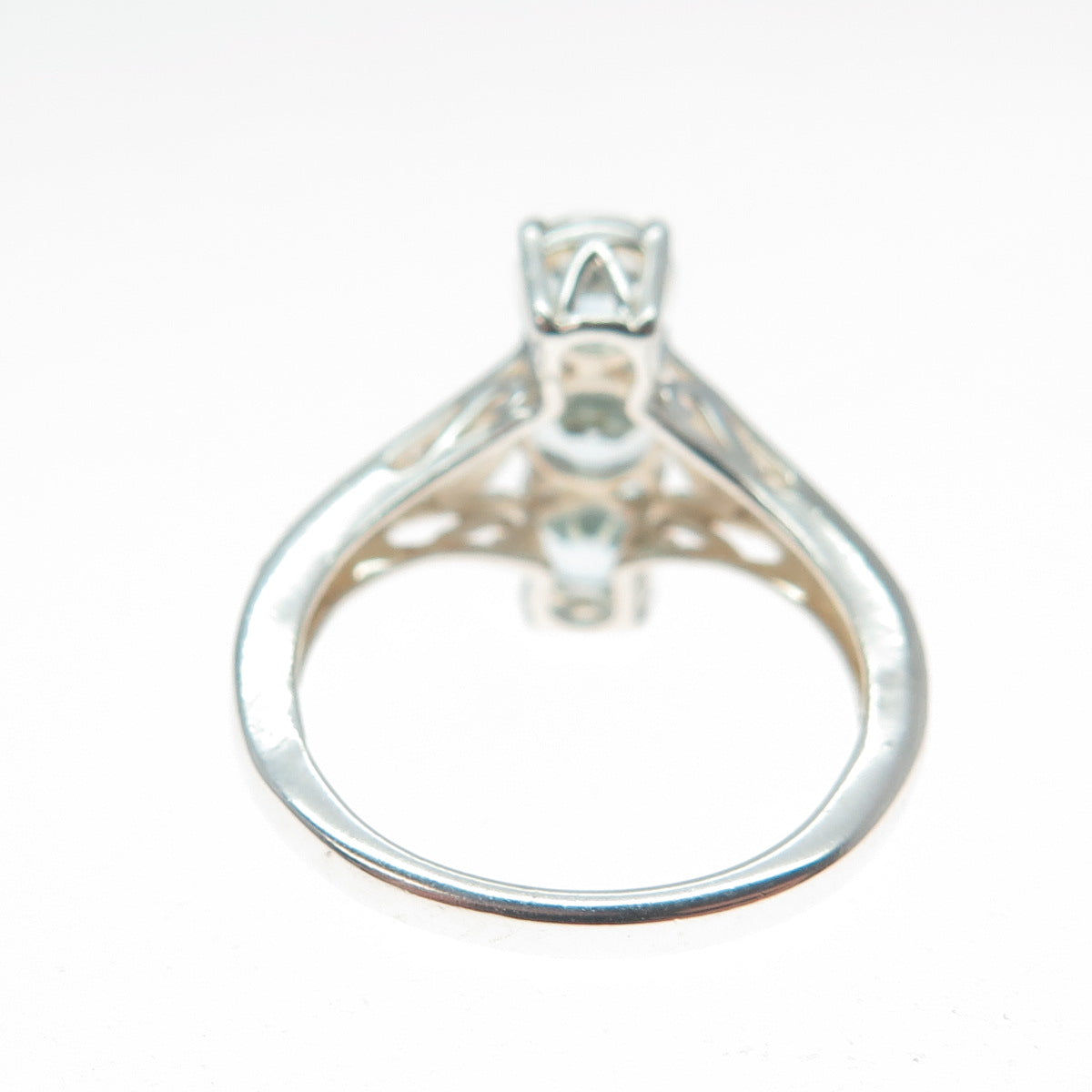 CHUCK CLEMENCY 925 Sterling Silver Vintage Real Round-Cut Blue Topaz Ring Size 5