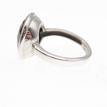 925 Sterling Silver Vintage Real Black Onyx Modernist Oxidized Ring Size 8