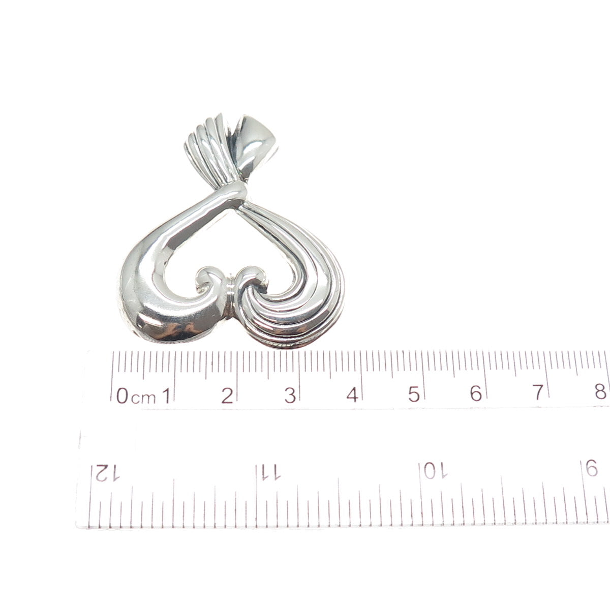 925 Sterling Silver Vintage EFS Mexico Modernist Heart Oxidized Pin Brooch