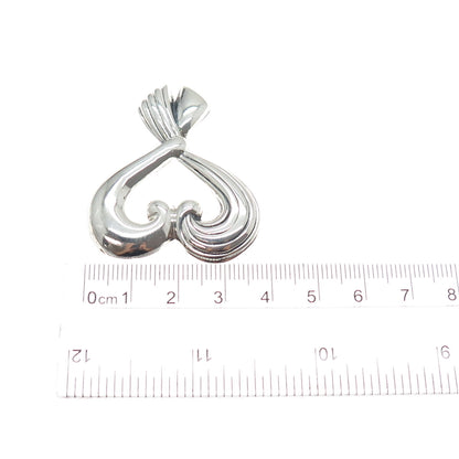 925 Sterling Silver Vintage EFS Mexico Modernist Heart Oxidized Pin Brooch