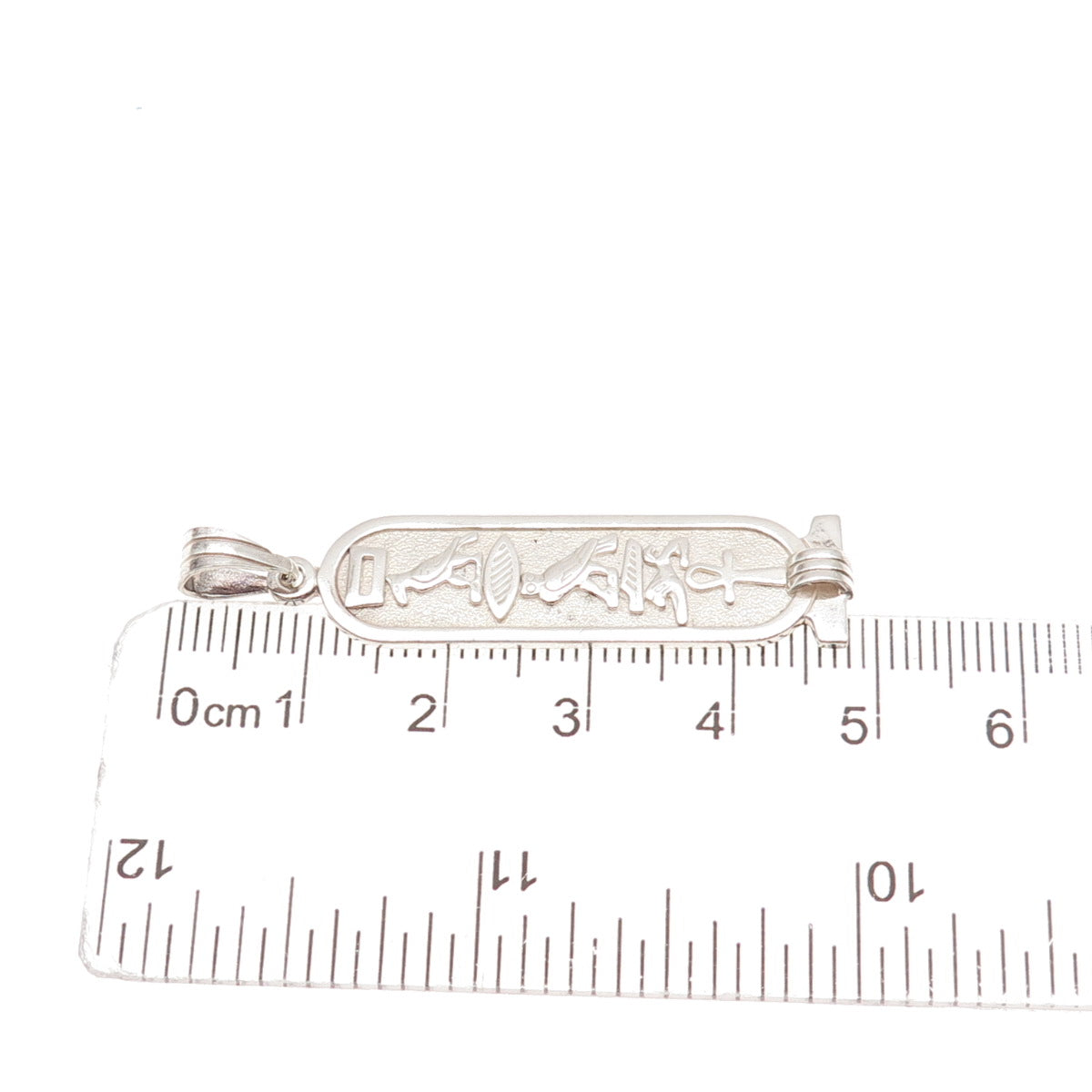 925 Sterling Silver Vintage Egyptian Cartouche Oxidized Charm Pendant