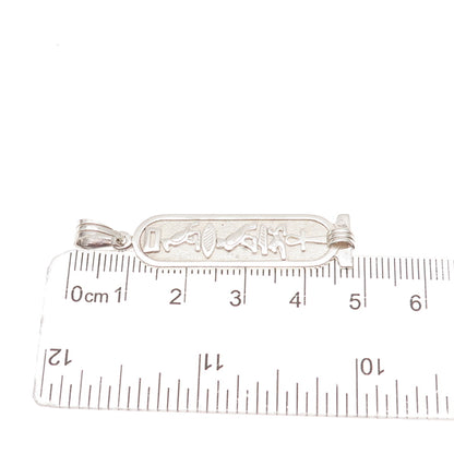 925 Sterling Silver Vintage Egyptian Cartouche Oxidized Charm Pendant