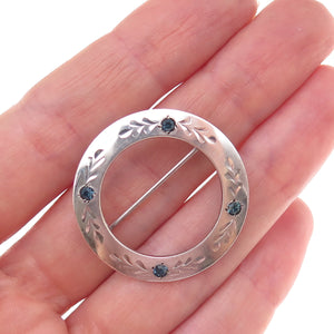 Griffith & Sons Sterling Silver Antique Art Deco Rhinestone Circle Pin Brooch