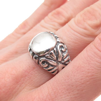 925 Sterling Silver Vintage Modernist Butterfly Oxidized Ring Size 7.5