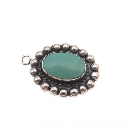 Old Pawn Sterling Silver Vintage Turquoise Floral Beaded Tribal Charm Pendant
