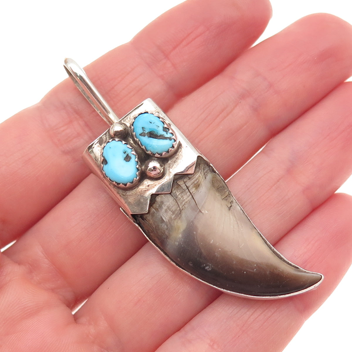Kenneth Etsitty Navajo Old Pawn Sterling Silver Vintage Turquoise Tribal Pendant