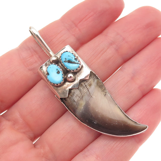 Kenneth Etsitty Navajo Old Pawn Sterling Silver Vintage Turquoise Tribal Pendant