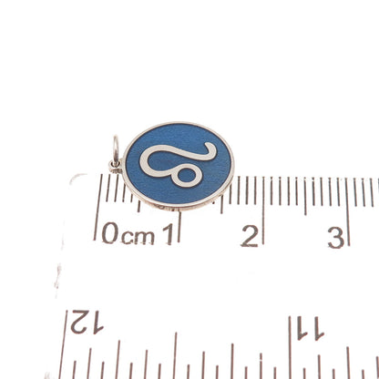 925 Sterling Silver Blue Enamel Leo Zodiac Sign Charm Pendant