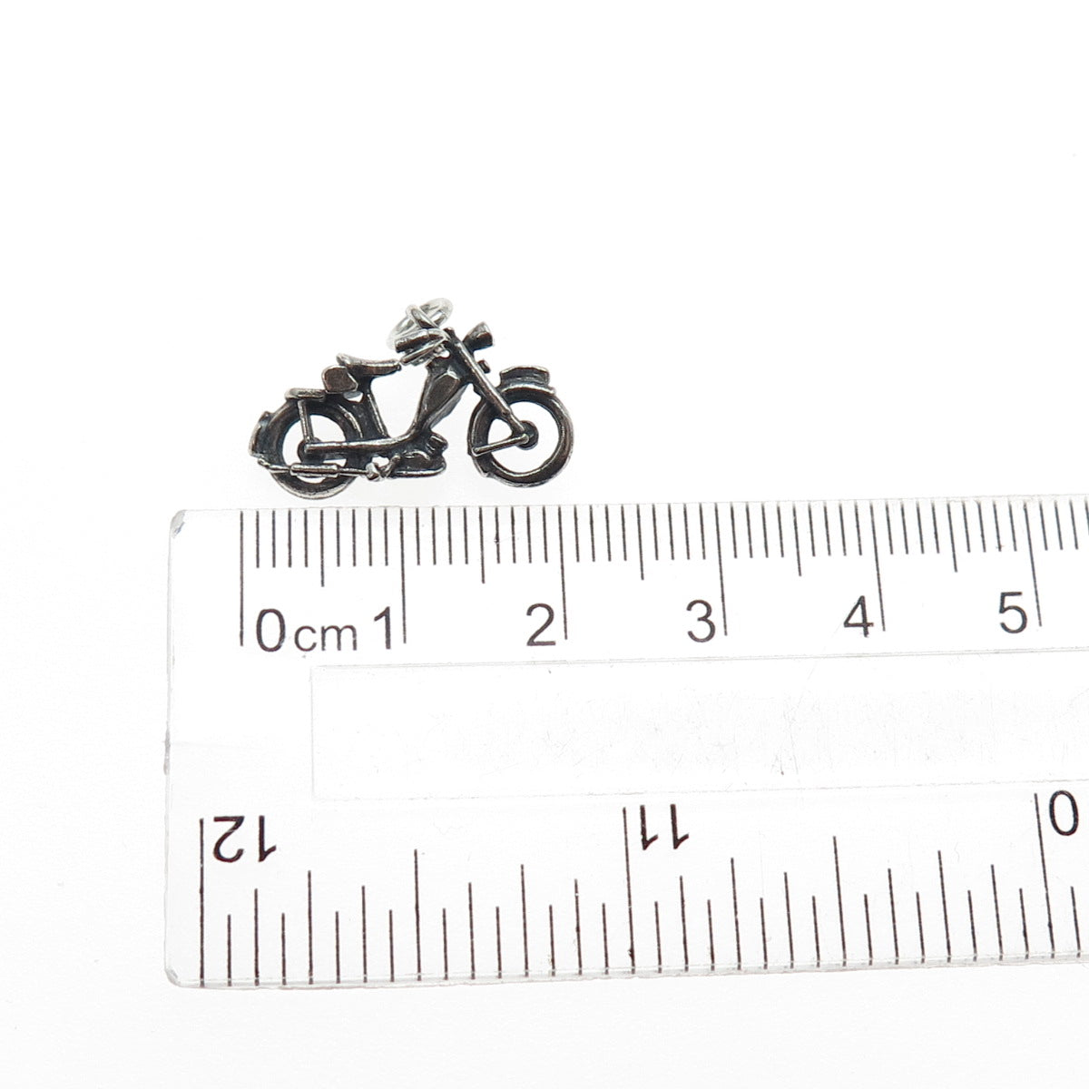 925 Sterling Silver Vintage Motorcycle Oxidized Mini Charm Pendant
