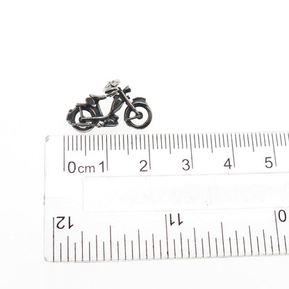 925 Sterling Silver Vintage Motorcycle Oxidized Mini Charm Pendant