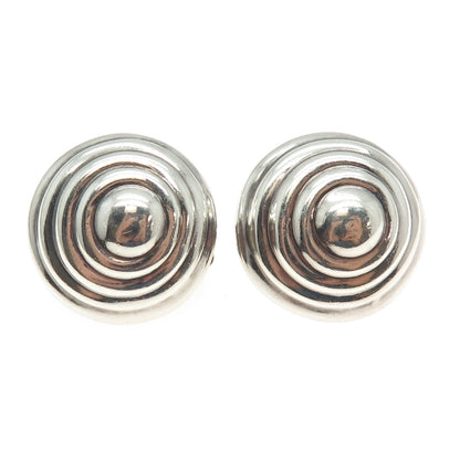 TIFFANY & CO. 925 Sterling Silver Vintage Spiral Dome Clip On Earrings