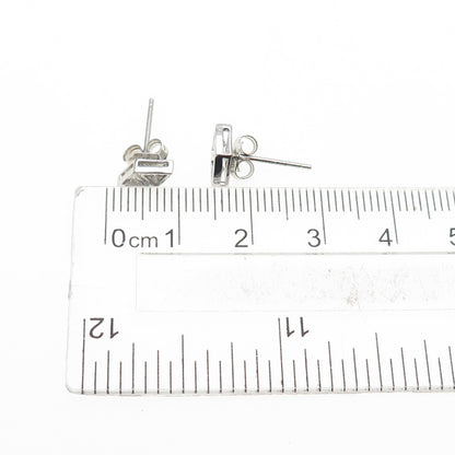 925 Sterling Silver Triangle-Cut C Z Stud Earrings