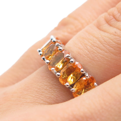 925 Sterling Silver Real Oval-Cut Citrine Ring Size 6.25