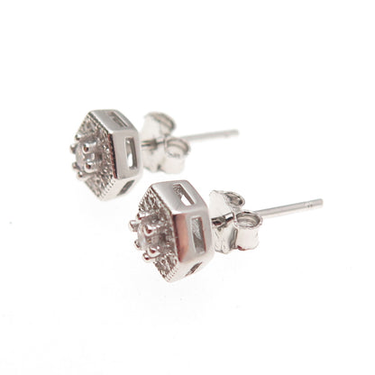 925 Sterling Silver Round-Cut C Z Stud Earrings