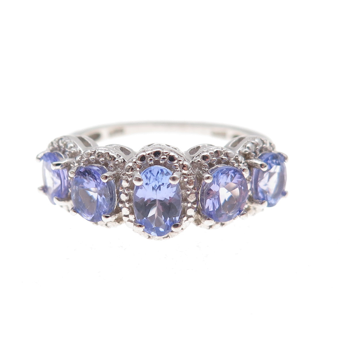 Chuck Clemency 925 Sterling Silver Real Oval-Cut Tanzanite Ring Size 7.75