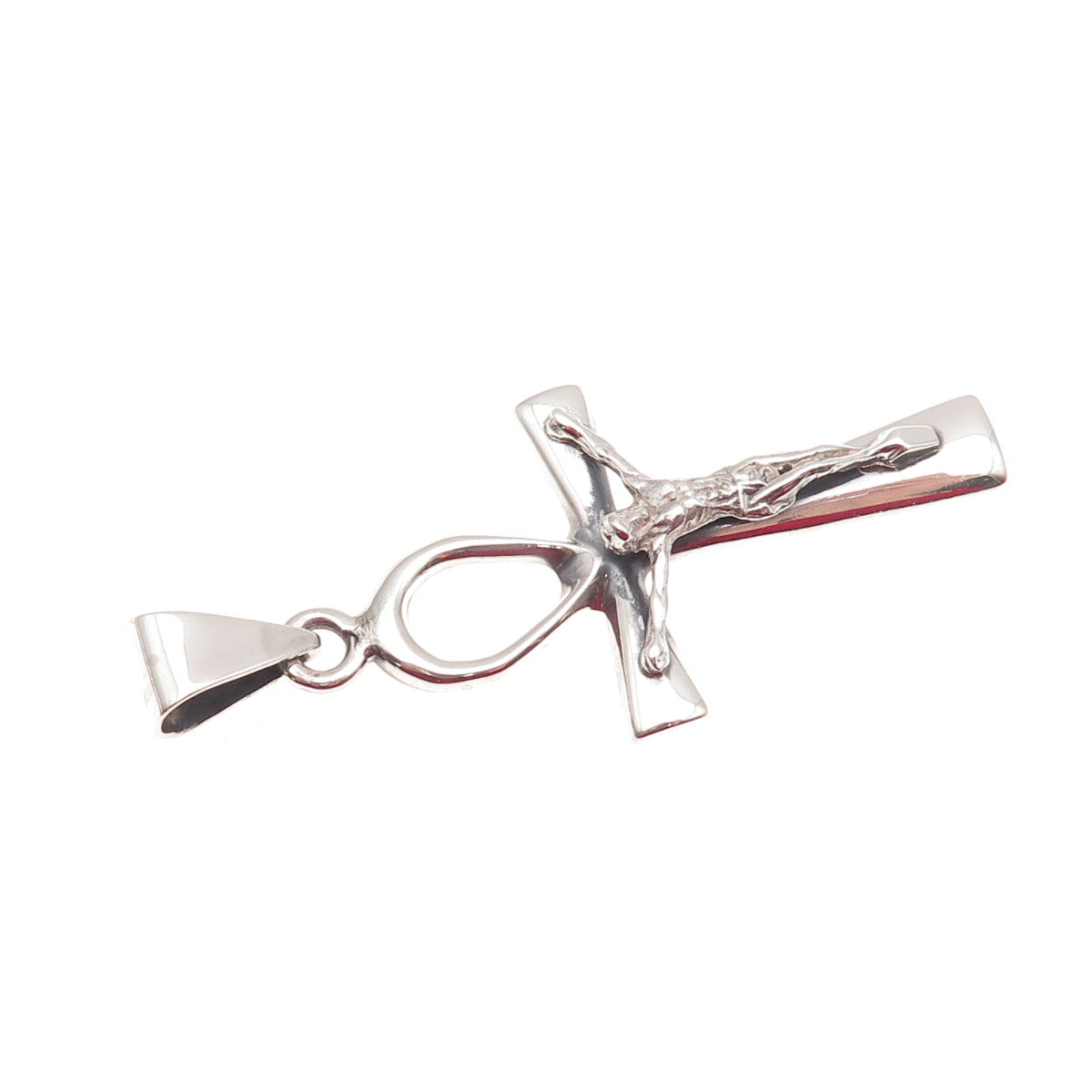 925 Sterling Silver Vintage Egyptian Ankh Crucifix Cross Charm Pendant