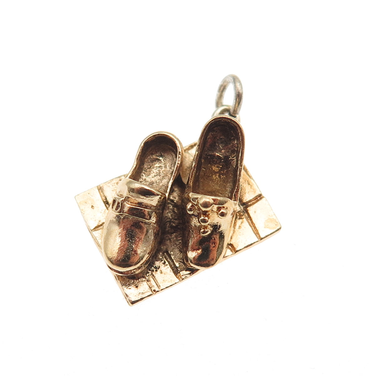 Anson 925 Sterling Gold Plated Vintage Step Dance Shoes 3D Mini Charm Pendant