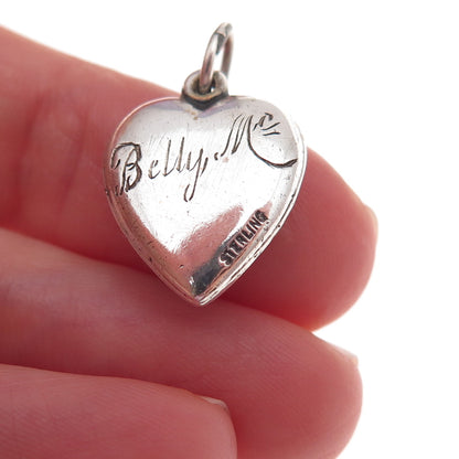 925 Sterling Antique Art Deco Your Heart for Keeps Chatelaine Charm Pendant
