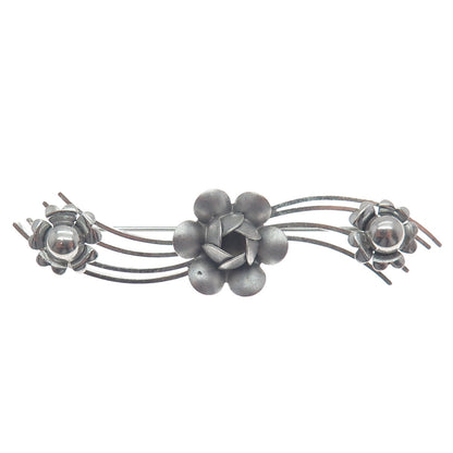 LANG 925 Sterling Silver Vintage Flowers Pin Brooch
