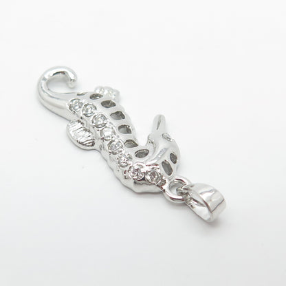 925 Sterling Silver C Z Seahorse Pendant