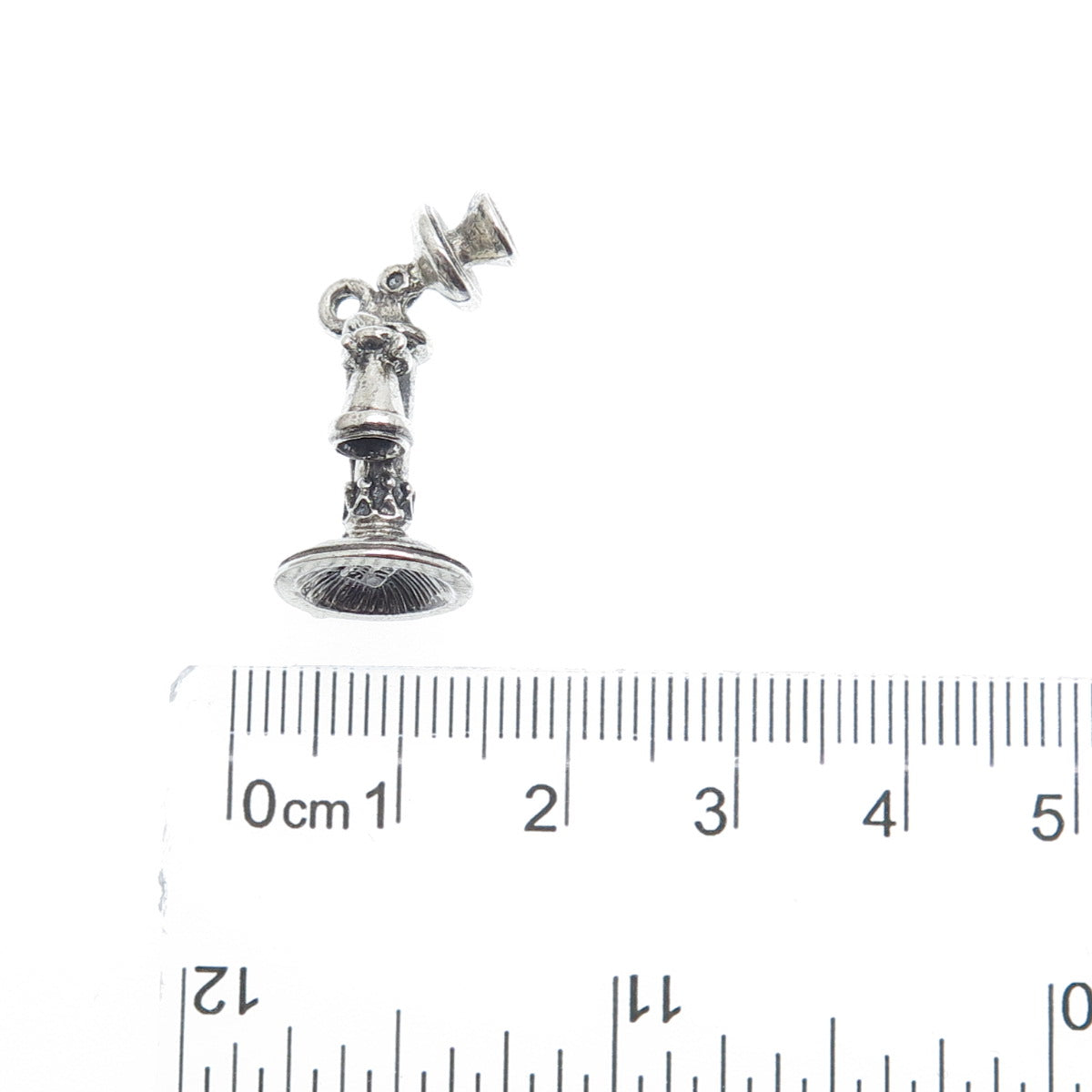 BEAU 925 Sterling Silver Vintage Retro Candlestick Phone 3D Charm Pendant