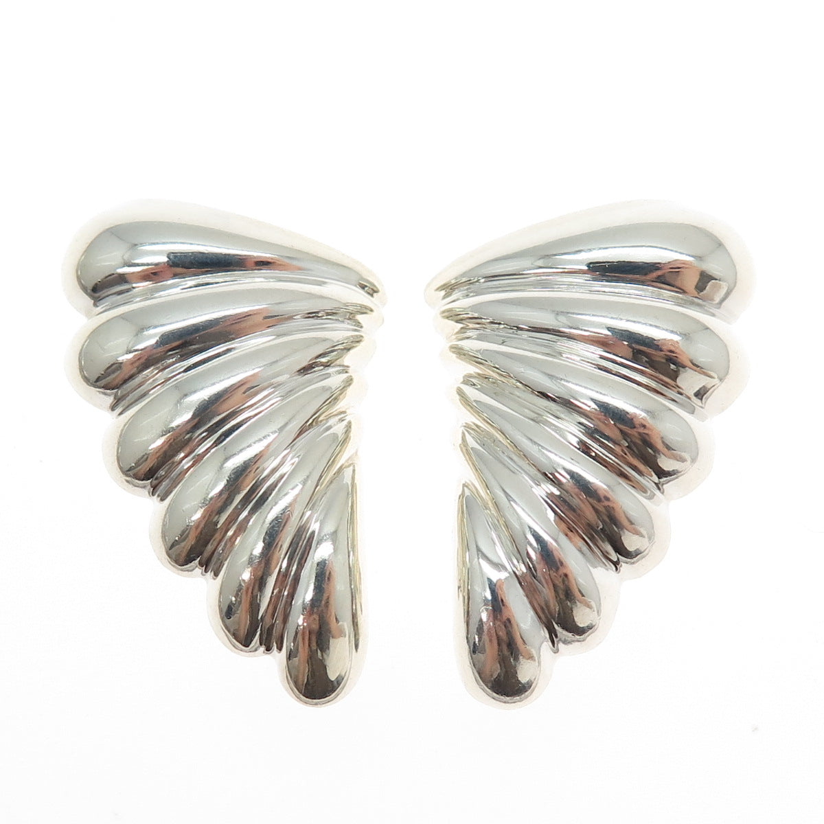 BAYANIHAN 925 Sterling Silver Vintage Modernist Butterfly Wings Clip On Earrings