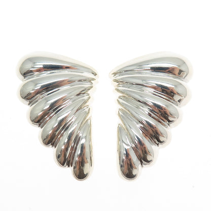 BAYANIHAN 925 Sterling Silver Vintage Modernist Butterfly Wings Clip On Earrings