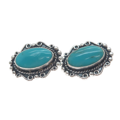 MAISELS INDIAN TRADING Old Pawn 925 Sterling Bisbee Turquoise Clip On Earrings