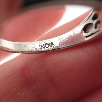 925 Sterling Silver Real Sapphire Ruby & White Topaz Ring Size 8