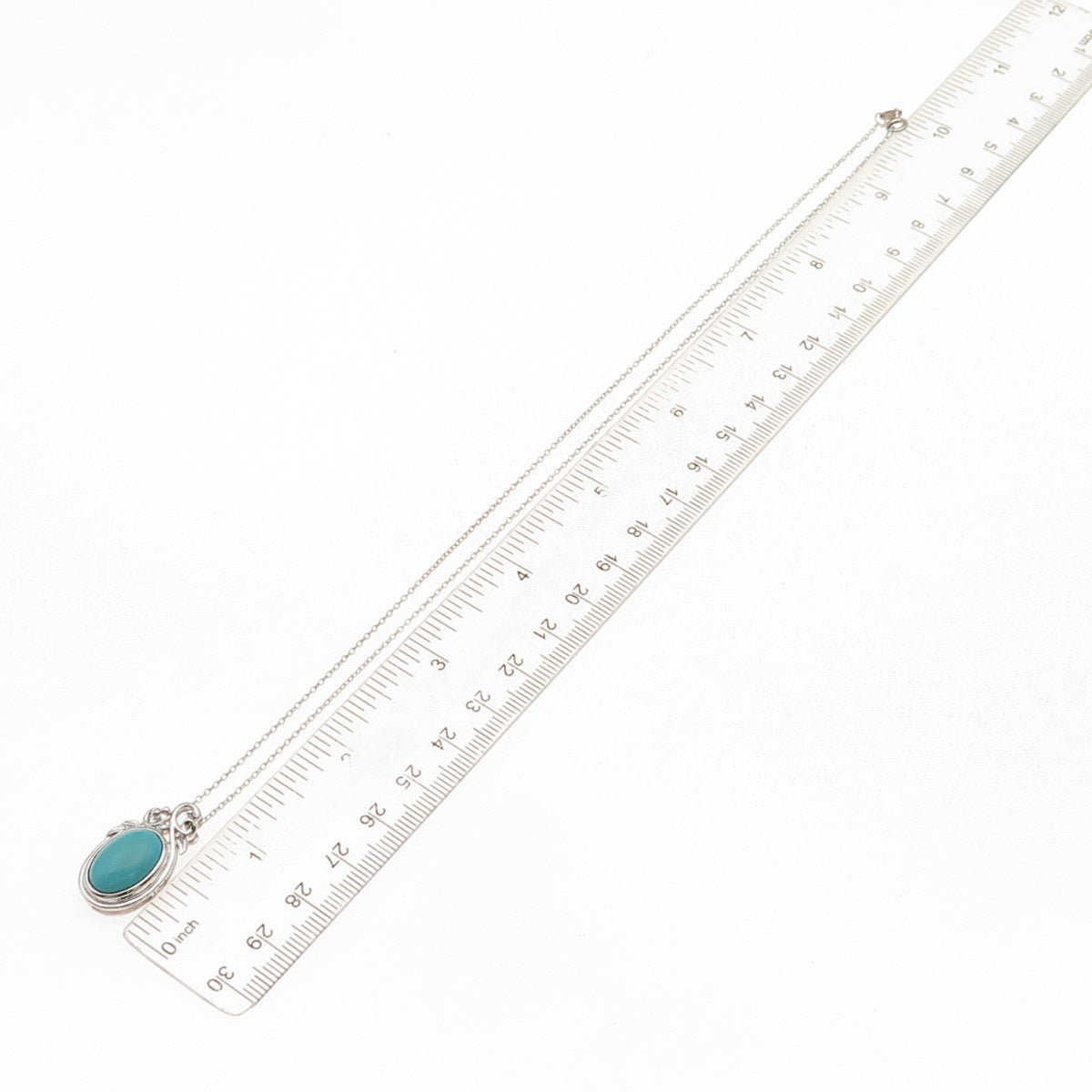 925 Sterling Silver Real Turquoise Floral Cable Chain Necklace 18"