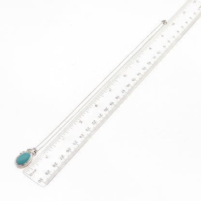 925 Sterling Silver Real Turquoise Floral Cable Chain Necklace 18"