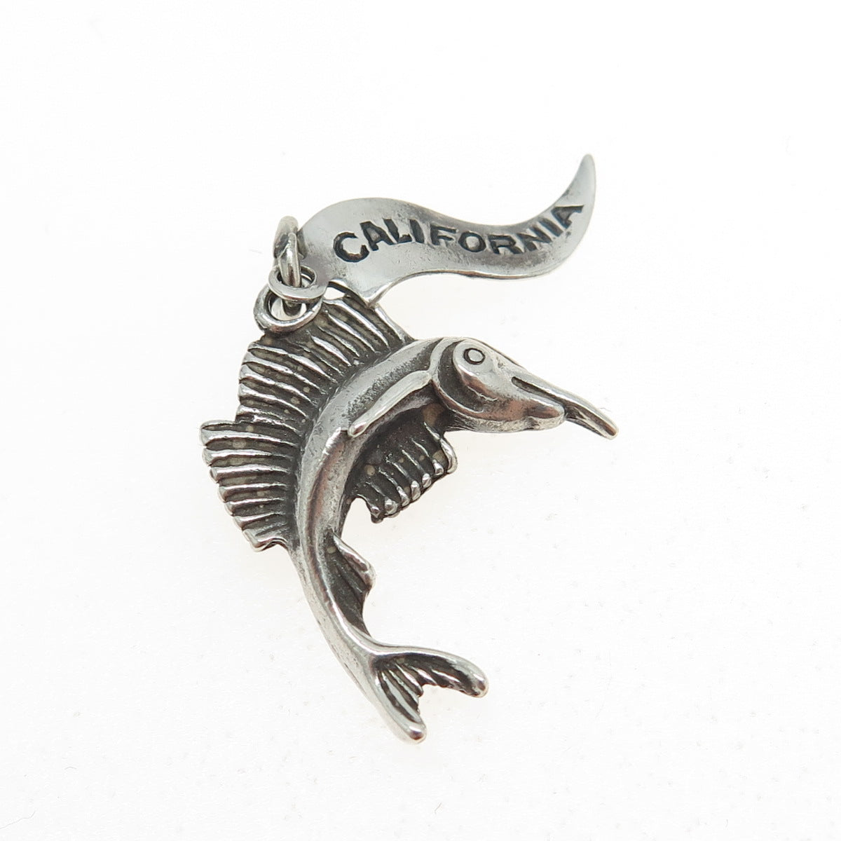 PACIFIC JEWELRY 925 Sterling Silver Vintage "California" Swordfish Charm Pendant