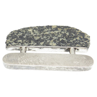 925 Sterling Silver Vintage Real Diorite Modernist Pin Brooch