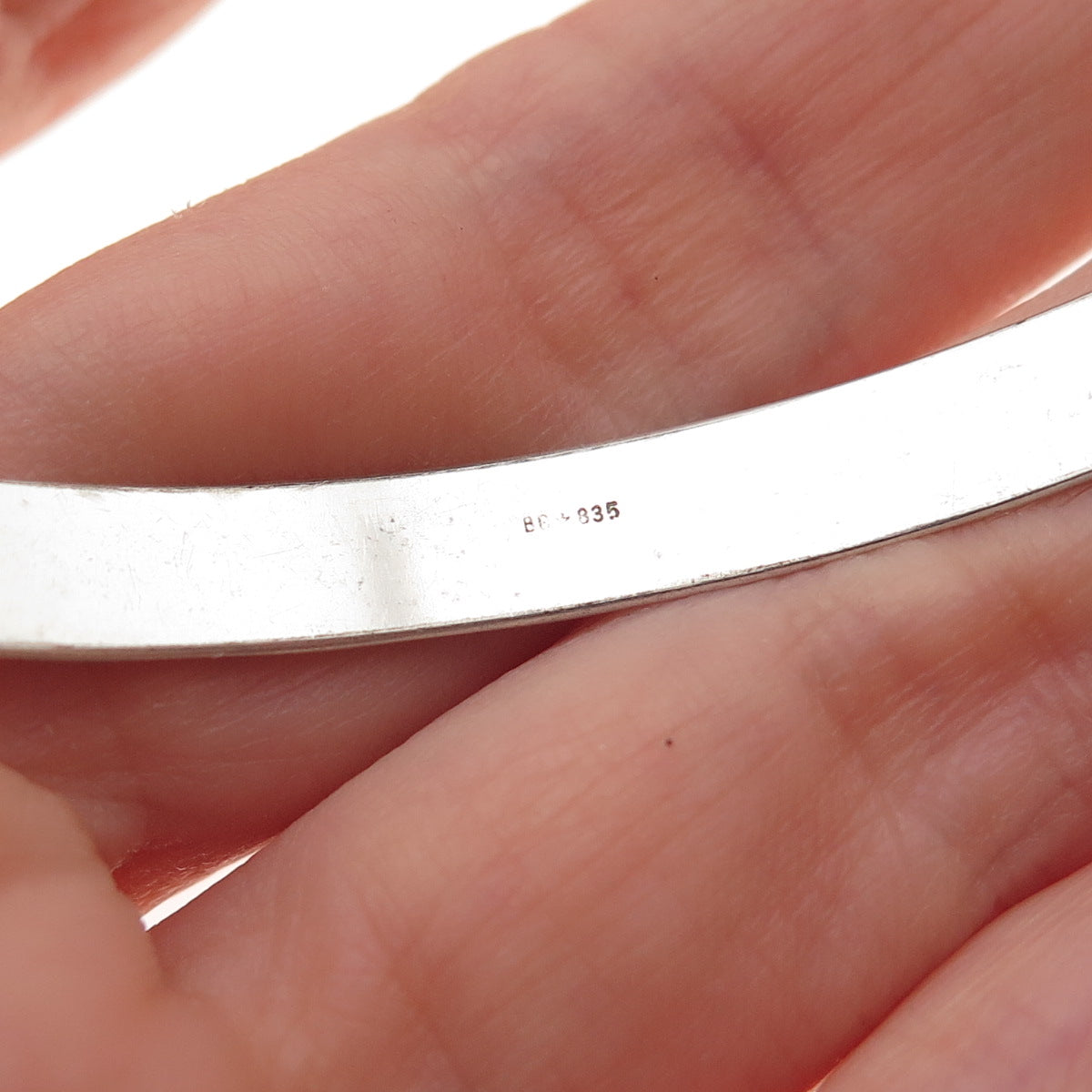 835 Silver Vintage European Textured Oxidized Bangle Bracelet 8.25"
